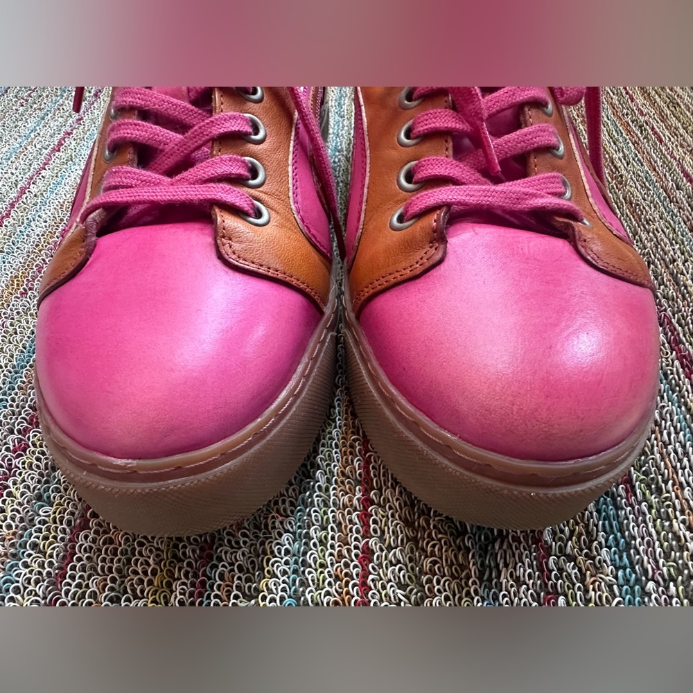 SOLD!! Fluevog  LoPro Fakie pink/orange swirl leather sneaker-M9/W11 (fits LG) - Picture 12 of 16